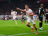 Christoph Baumgartner of Leipzig celebrate during the DFB Cup  Second Round match between RB Leipzig and FC St. Pauli at Red Bull arena, Lei...