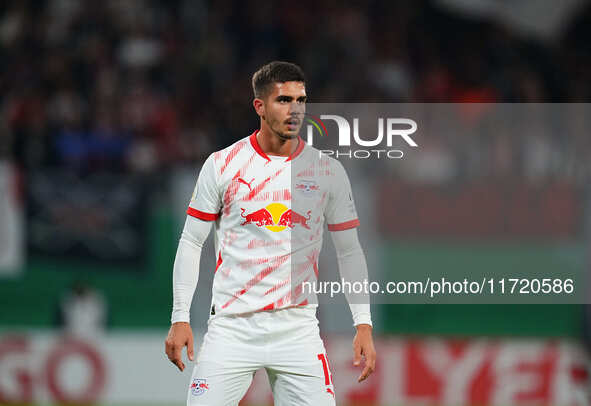 André Silva of Leipzig looks on during the DFB Cup  Second Round match between RB Leipzig and FC St. Pauli at Red Bull arena, Leipzig, Germa...