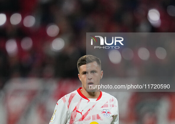 Christoph Baumgartner of Leipzig looks on during the DFB Cup  Second Round match between RB Leipzig and FC St. Pauli at Red Bull arena, Leip...