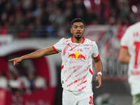 Benjamin Henrichs of Leipzig gestures during the DFB Cup  Second Round match between RB Leipzig and FC St. Pauli at Red Bull arena, Leipzig,...