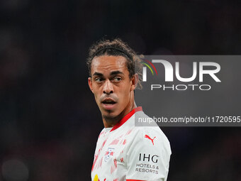 Yussuf Poulsen of Leipzig looks on during the DFB Cup  Second Round match between RB Leipzig and FC St. Pauli at Red Bull arena, Leipzig, Ge...