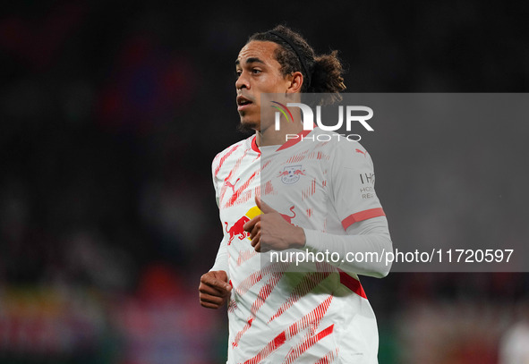 Yussuf Poulsen of Leipzig looks on during the DFB Cup  Second Round match between RB Leipzig and FC St. Pauli at Red Bull arena, Leipzig, Ge...