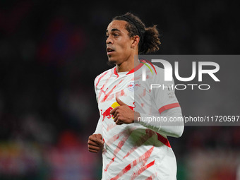 Yussuf Poulsen of Leipzig looks on during the DFB Cup  Second Round match between RB Leipzig and FC St. Pauli at Red Bull arena, Leipzig, Ge...