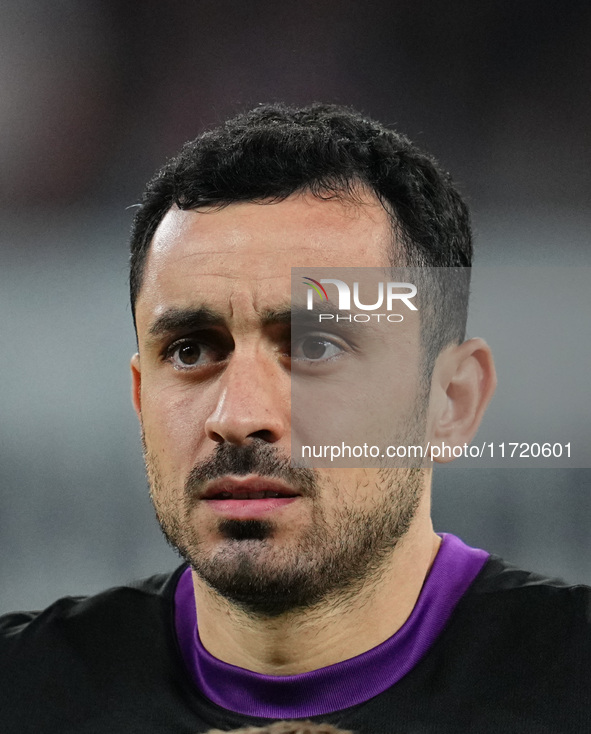 Manolis Saliakas of FC St. Pauli looks on during the DFB Cup  Second Round match between RB Leipzig and FC St. Pauli at Red Bull arena, Leip...