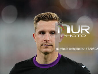 David Nemeth of FC St. Pauli looks on during the DFB Cup  Second Round match between RB Leipzig and FC St. Pauli at Red Bull arena, Leipzig,...