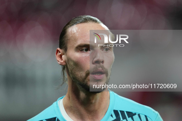 Maarten Vandevoordt of Leipzig looks on during the DFB Cup  Second Round match between RB Leipzig and FC St. Pauli at Red Bull arena, Leipzi...