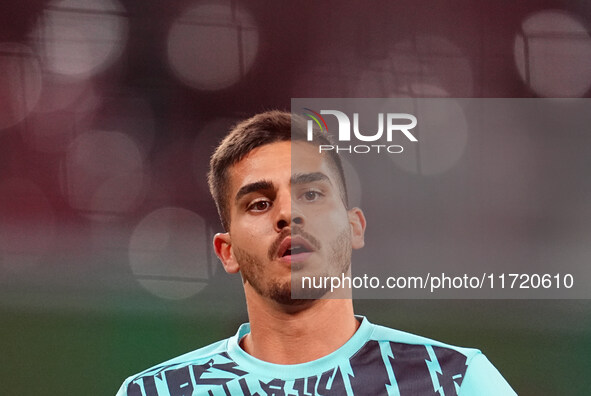 André Silva of Leipzig looks on during the DFB Cup  Second Round match between RB Leipzig and FC St. Pauli at Red Bull arena, Leipzig, Germa...