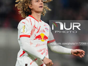 Viggo Gebel of Leipzig looks on during the DFB Cup  Second Round match between RB Leipzig and FC St. Pauli at Red Bull arena, Leipzig, Germa...