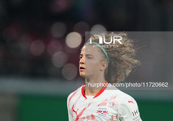 Viggo Gebel of Leipzig looks on during the DFB Cup  Second Round match between RB Leipzig and FC St. Pauli at Red Bull arena, Leipzig, Germa...