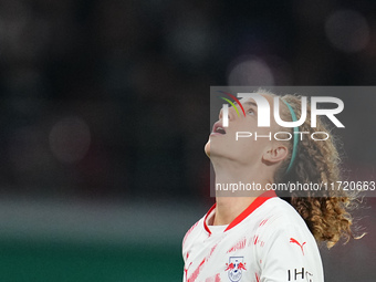 Viggo Gebel of Leipzig looks on during the DFB Cup  Second Round match between RB Leipzig and FC St. Pauli at Red Bull arena, Leipzig, Germa...