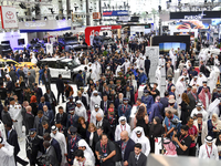 A general view shows people visiting after the opening ceremony of the 15th edition of the Milipol Qatar 2024 Exhibition and Conference in D...