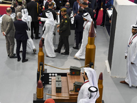 A general view shows people visiting after the opening ceremony of the 15th edition of the Milipol Qatar 2024 Exhibition and Conference in D...