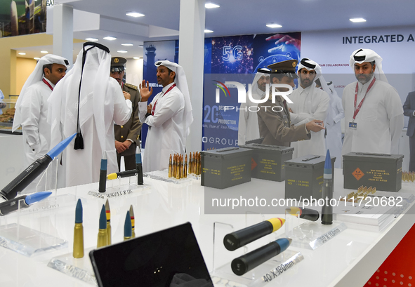 Bullets are displayed during the 15th edition of the Milipol Qatar 2024 Exhibition and Conference in Doha, Qatar, on October 29, 2024. The M...