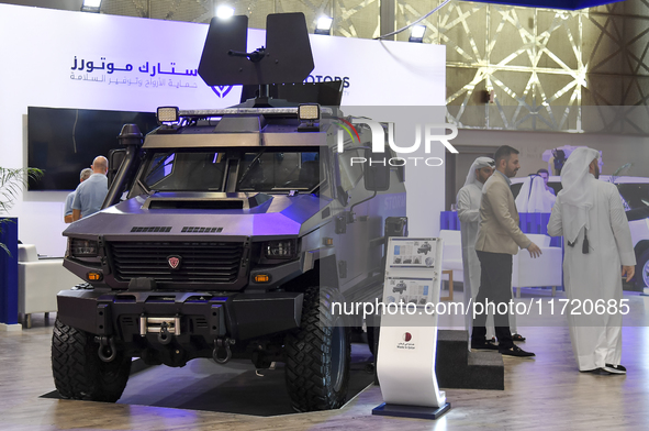 A Stark HMV armored vehicle is displayed at the 15th edition of the Milipol Qatar 2024 Exhibition and Conference in Doha, Qatar, on October...