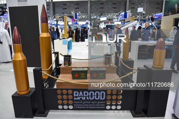 Bullets are displayed during the 15th edition of the Milipol Qatar 2024 Exhibition and Conference in Doha, Qatar, on October 29, 2024. The M...