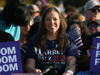 Supporters of Vice President Kamala Harris wait for a campaign rally to begin on the Ellipse in Washington, D.C. on October 29, 2024. (