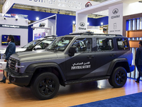 An industrial security vehicle is displayed at the 15th edition of the Milipol Qatar 2024 Exhibition and Conference in Doha, Qatar, on Octob...