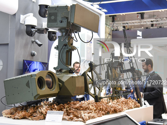 An IHTAR Anti Drone system is displayed at the 15th edition of the Milipol Qatar 2024 Exhibition and Conference in Doha, Qatar, on October 2...