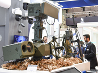 An IHTAR Anti Drone system is displayed at the 15th edition of the Milipol Qatar 2024 Exhibition and Conference in Doha, Qatar, on October 2...