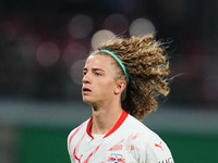 Viggo Gebel of Leipzig looks on during the DFB Cup  Second Round match between RB Leipzig and FC St. Pauli at Red Bull arena, Leipzig, Germa...