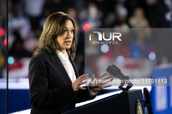 Vice President Kamala Harris delivers what her campaign has billed as a “closing argument” for the presidential election in Washington, DC,...