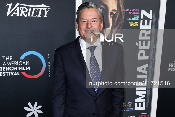 Ted Sarandos arrives at The French American Film Festival - Opening Night Premiere Of Netflix's 'Emilia Perez' held at the Directors Guild o...