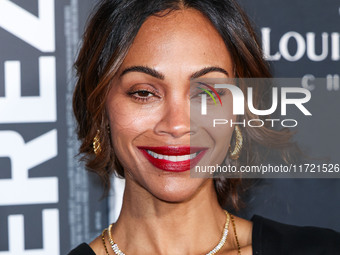 Zoe Saldana arrives at The French American Film Festival - Opening Night Premiere Of Netflix's 'Emilia Perez' held at the Directors Guild of...