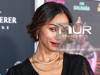 Zoe Saldana arrives at The French American Film Festival - Opening Night Premiere Of Netflix's 'Emilia Perez' held at the Directors Guild of...