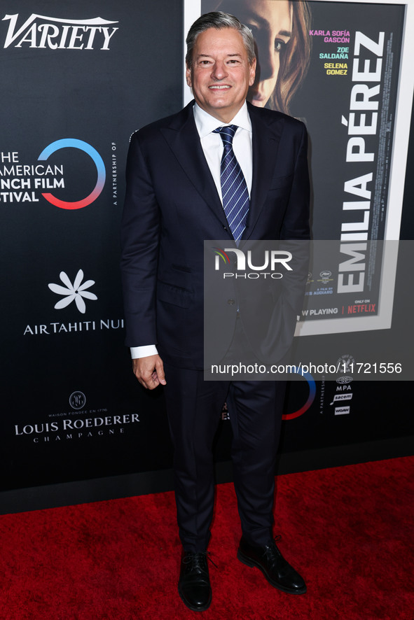 Ted Sarandos arrives at The French American Film Festival - Opening Night Premiere Of Netflix's 'Emilia Perez' held at the Directors Guild o...