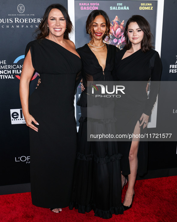 Karla Sofia Gascon, Zoe Saldana and Selena Gomez arrive at The French American Film Festival - Opening Night Premiere Of Netflix's 'Emilia P...