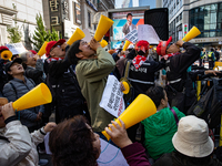 Hundreds of party members and supporters hold a protest demanding the resignation of leader Han Dong-hoon, alleging he takes an independent...