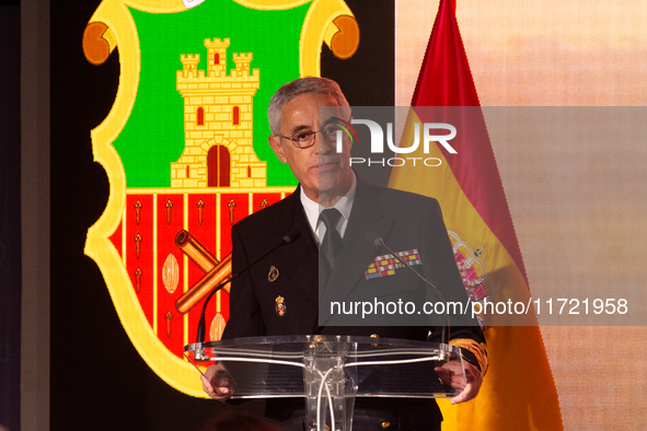 The Chief of Staff of the Spanish Navy, Admiral General Antonio Pineiro, speaks during the presentation of the XCVII training cruise of the...