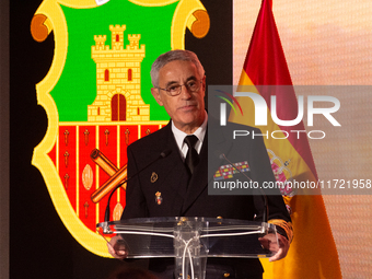 The Chief of Staff of the Spanish Navy, Admiral General Antonio Pineiro, speaks during the presentation of the XCVII training cruise of the...