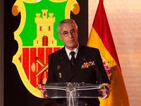 The Chief of Staff of the Spanish Navy, Admiral General Antonio Pineiro, speaks during the presentation of the XCVII training cruise of the...