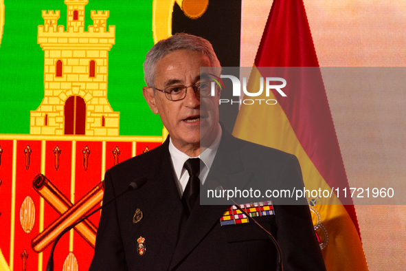 The Chief of Staff of the Spanish Navy, Admiral General Antonio Pineiro, speaks during the presentation of the XCVII training cruise of the...