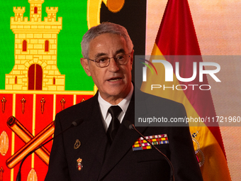 The Chief of Staff of the Spanish Navy, Admiral General Antonio Pineiro, speaks during the presentation of the XCVII training cruise of the...