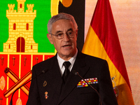 The Chief of Staff of the Spanish Navy, Admiral General Antonio Pineiro, speaks during the presentation of the XCVII training cruise of the...