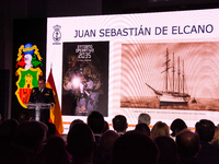 Captain Luis Carreras-Presas, Commanding Officer of the training ship Juan Sebastian de Elcano, presents the details of the XCVII training c...