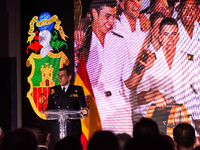 Captain Luis Carreras-Presas, Commanding Officer of the training ship Juan Sebastian de Elcano, presents the details of the XCVII training c...