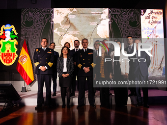 The Minister of Spanish Defence, Margarita Robles, the Chief of Staff of the Spanish Navy, Admiral General Antonio Pineiro, Captain Luis Car...