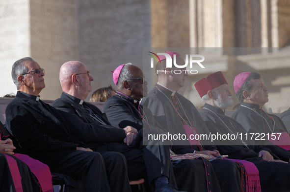 Bishops and Cardinals attend Pope Francis's weekly general audience in St. Peter's Square in The Vatican on October 30, 2024. 