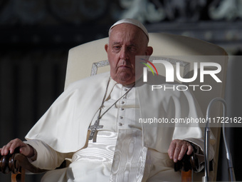 Pope Francis attends the weekly general audience at St Peter's Square in The Vatican on October 30, 2024. (