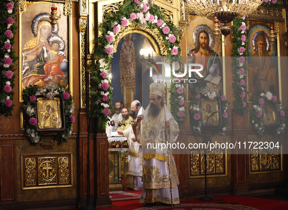 Bulgarian Patriarch Daniil leads a Holy Liturgy in the ''Saint Nedelya'' Cathedral in Sofia, Bulgaria, on October 30, 2024. 