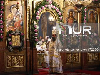 Bulgarian Patriarch Daniil leads a Holy Liturgy in the ''Saint Nedelya'' Cathedral in Sofia, Bulgaria, on October 30, 2024. (