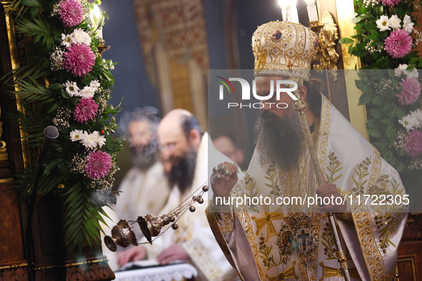 Bulgarian Patriarch Daniil leads a Holy Liturgy in the ''Saint Nedelya'' Cathedral in Sofia, Bulgaria, on October 30, 2024. 