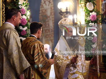 Bulgarian Patriarch Daniil leads a Holy Liturgy in the ''Saint Nedelya'' Cathedral in Sofia, Bulgaria, on October 30, 2024. (