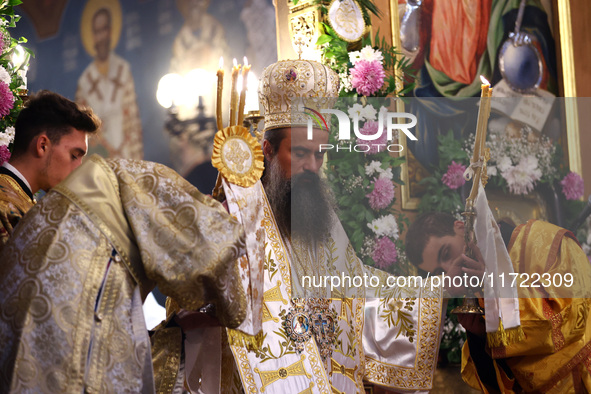 Bulgarian Patriarch Daniil leads a Holy Liturgy in the ''Saint Nedelya'' Cathedral in Sofia, Bulgaria, on October 30, 2024. 