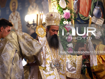 Bulgarian Patriarch Daniil leads a Holy Liturgy in the ''Saint Nedelya'' Cathedral in Sofia, Bulgaria, on October 30, 2024. (