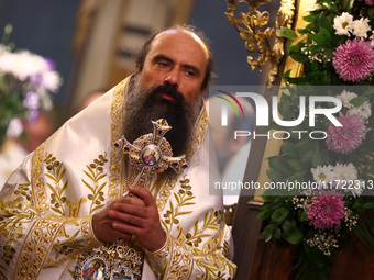 Bulgarian Patriarch Daniil leads a Holy Liturgy in the ''Saint Nedelya'' Cathedral in Sofia, Bulgaria, on October 30, 2024. (