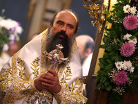 Bulgarian Patriarch Daniil leads a Holy Liturgy in the ''Saint Nedelya'' Cathedral in Sofia, Bulgaria, on October 30, 2024. (